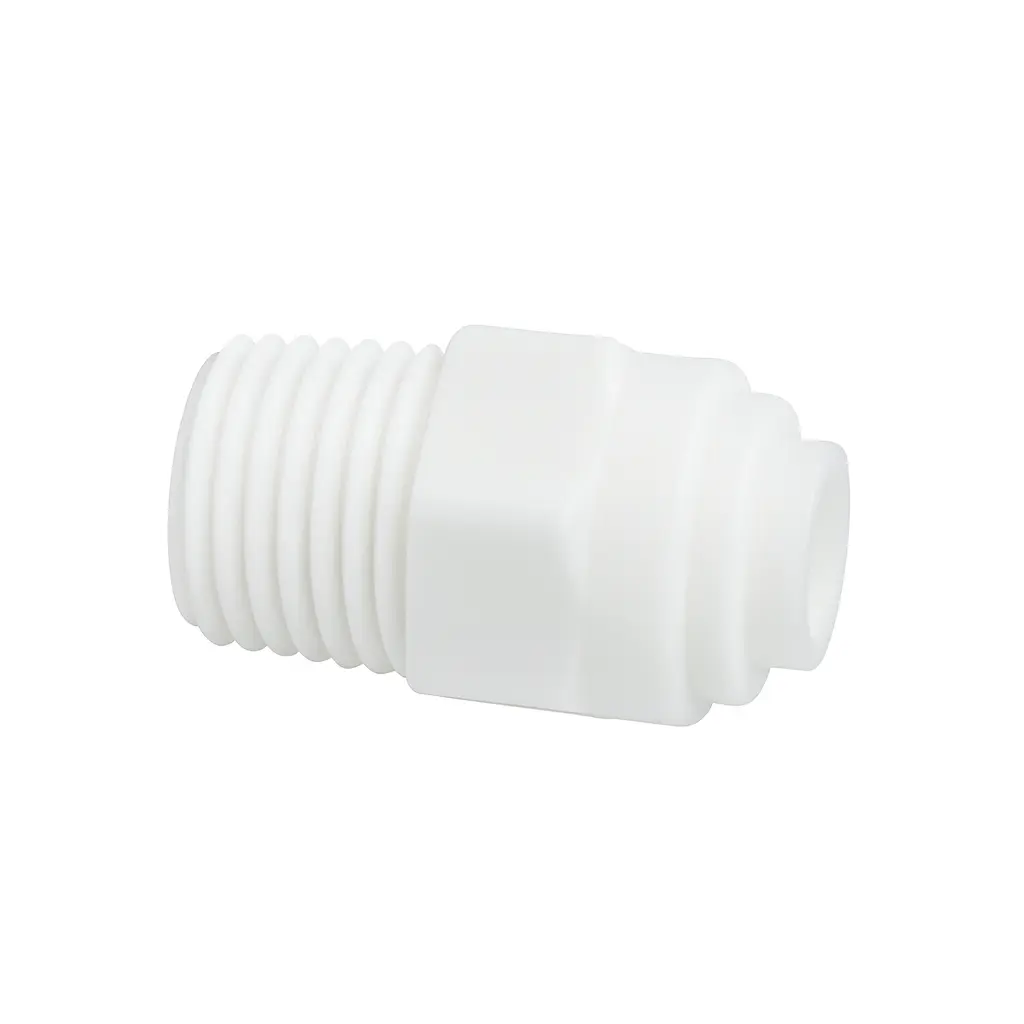 1/4 Inch Tube x 1/4 Inch Thread Plastic Connector – Durable & Leak-Proof Fitting