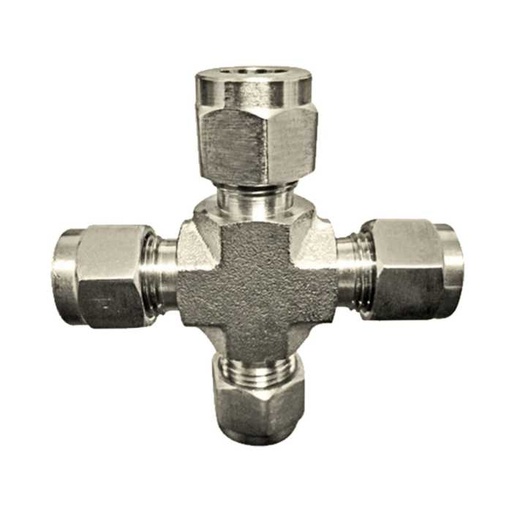 [MC59240] 3/8" Stainless Steel Compression Union Cross – Heavy-Duty Pipe Connector