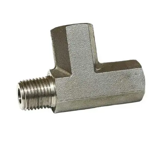 [MC53181] 1/4 Inch Male x 1/4 Inch Female x 1/8 Inch Female Tee Fitting - Stainless Steel Misting Parts